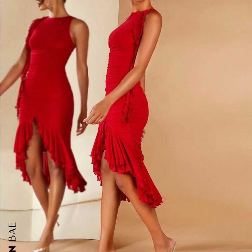 Sexy Red Mesh Dress